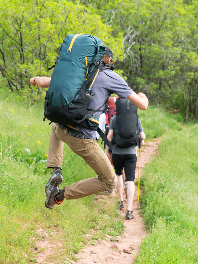 Hiker wearing Pingora Gear's Outro Backpacking Back.