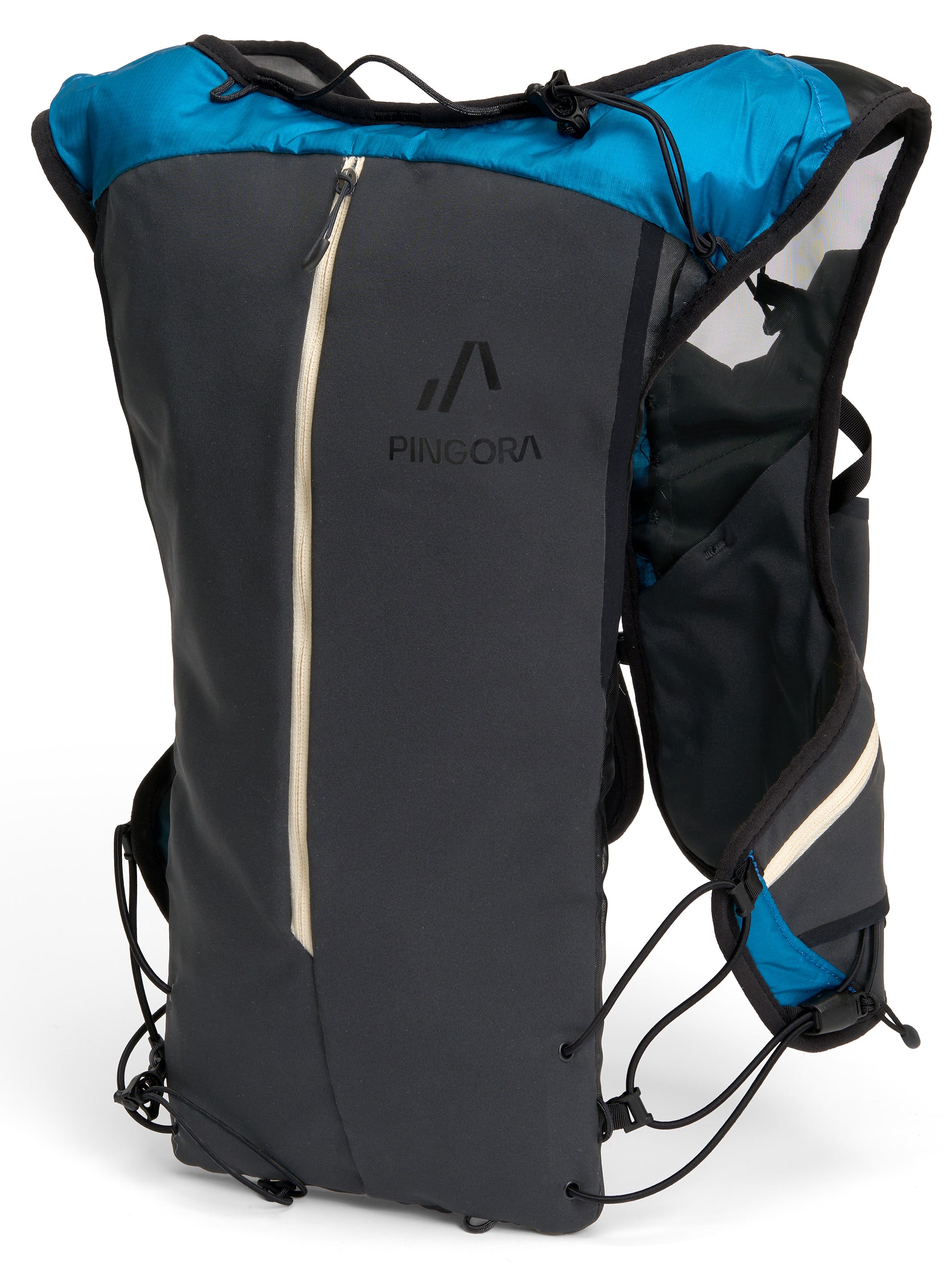 Pingora Flow trail running backpack in blue color 3/4 view