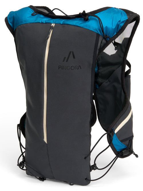 Pingora Flow trail running backpack in blue color 3/4 view