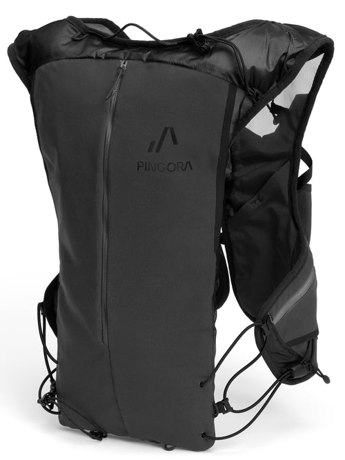 Pingora Flow trail running backpack in black color front view