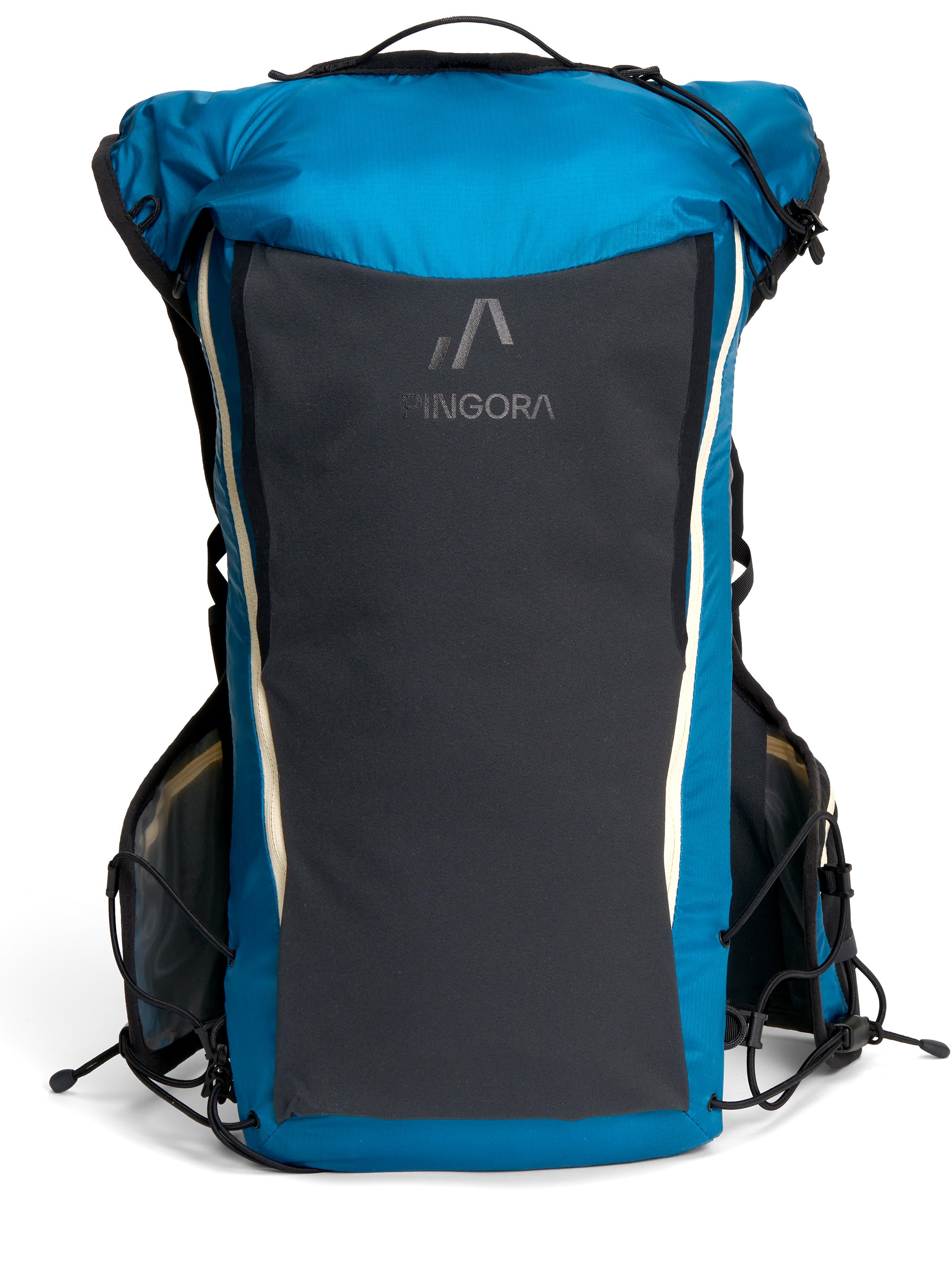 Pingora Flow trail running backpack in blue color full view of back
