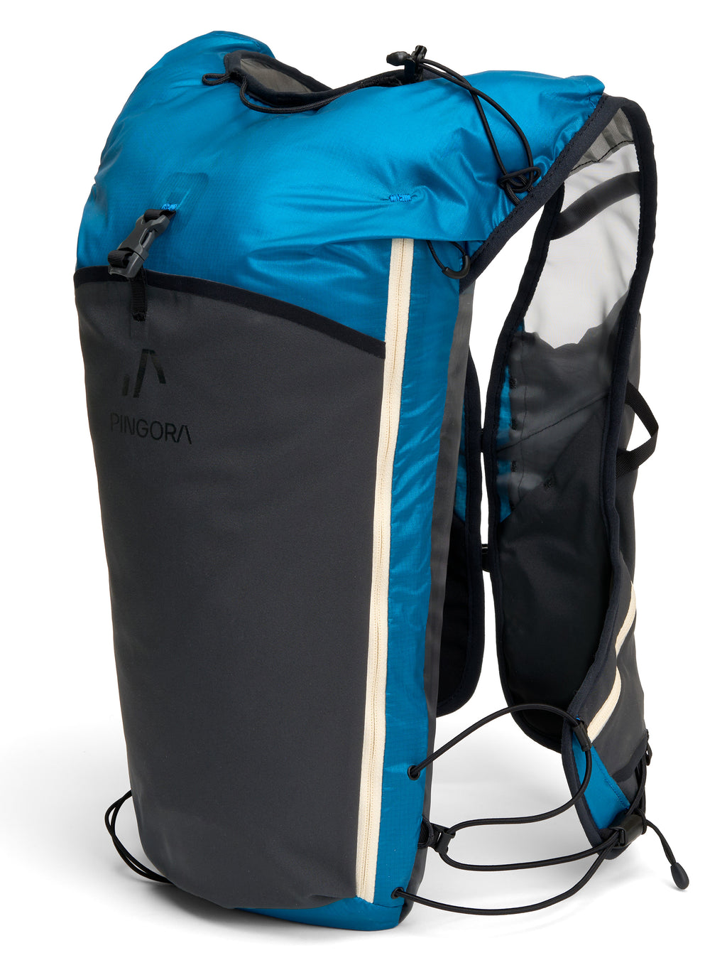 Pingora Flow trail running backpack in blue color 3/4 view