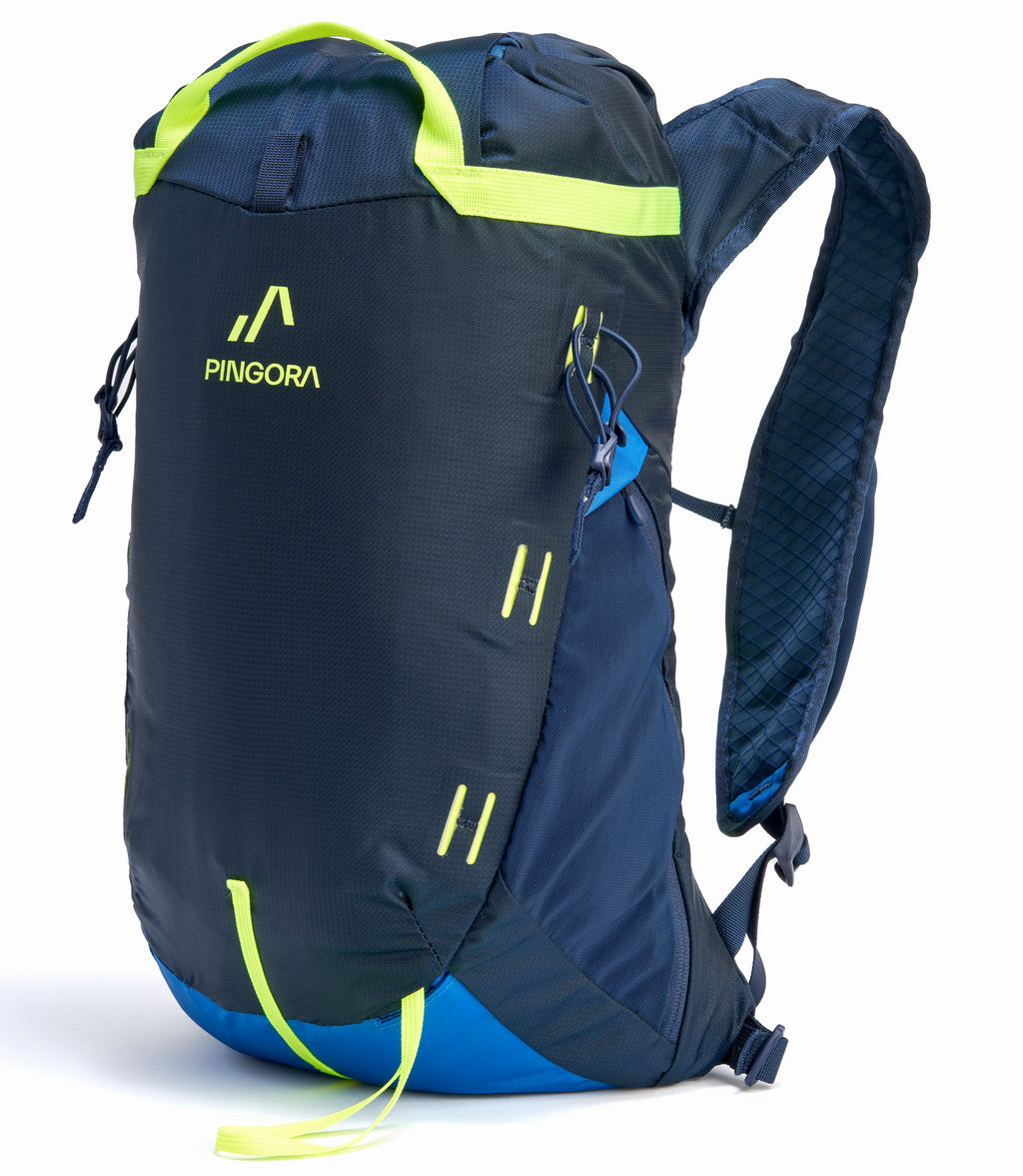 Pingora Focus 23 liter climbing and hiking backpack showing a 3/4 view of the pack.