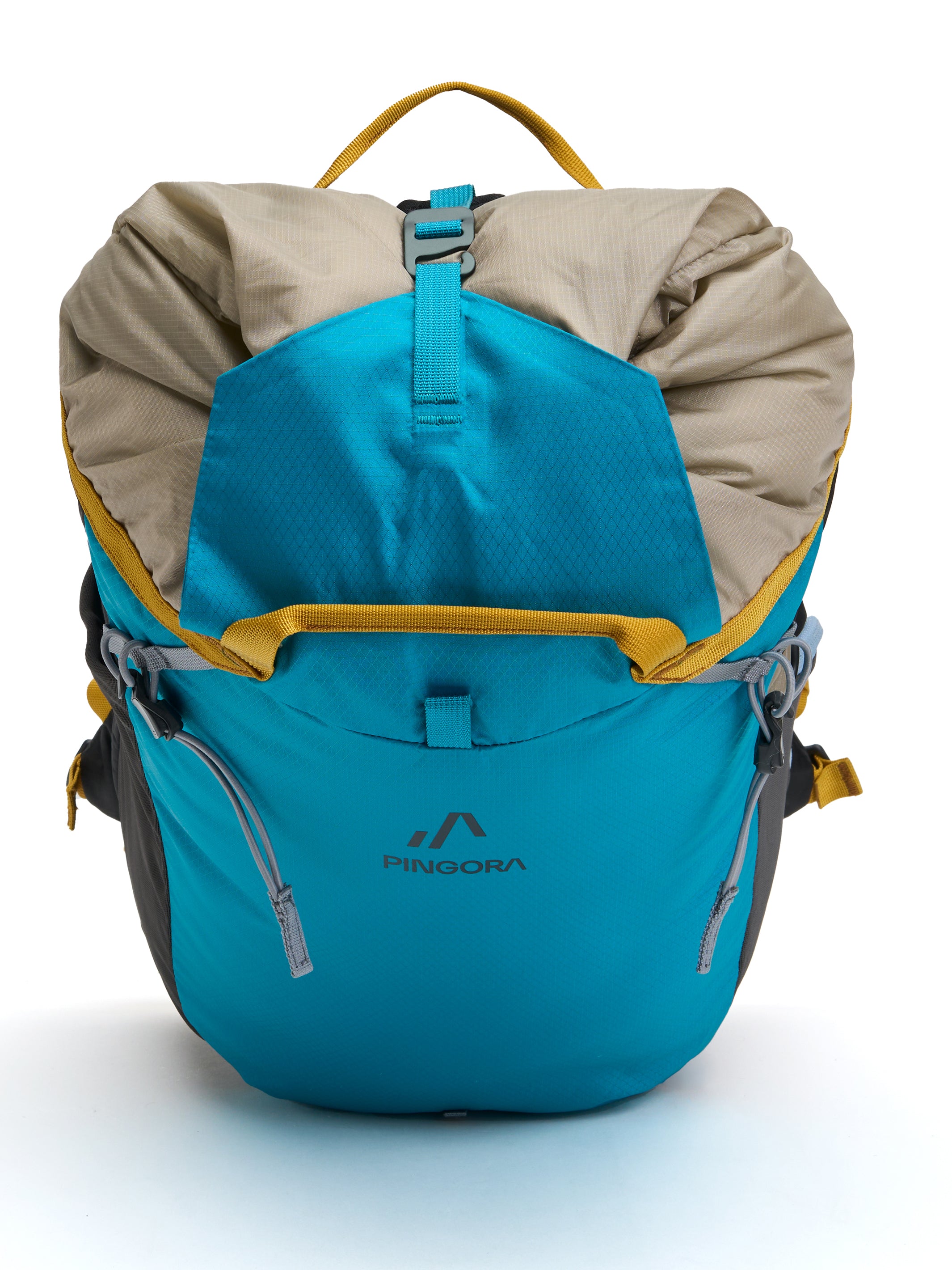 Pingora Focus 25L climbing and hiking backpack showing the top view drawstring closure with a cinch strap.