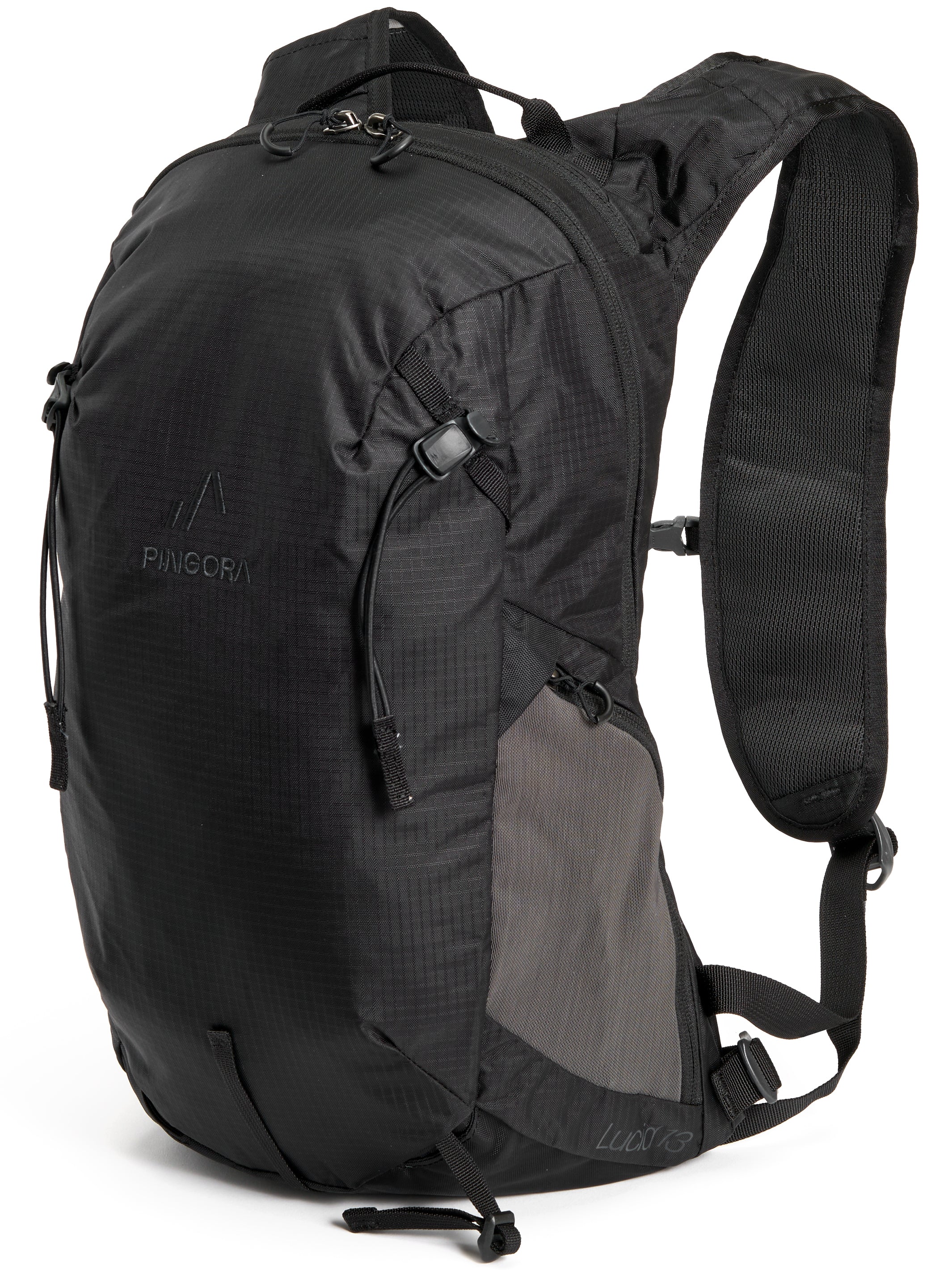 Pingora Lucid 13L Hiking Backpack harness view showing lashing points.