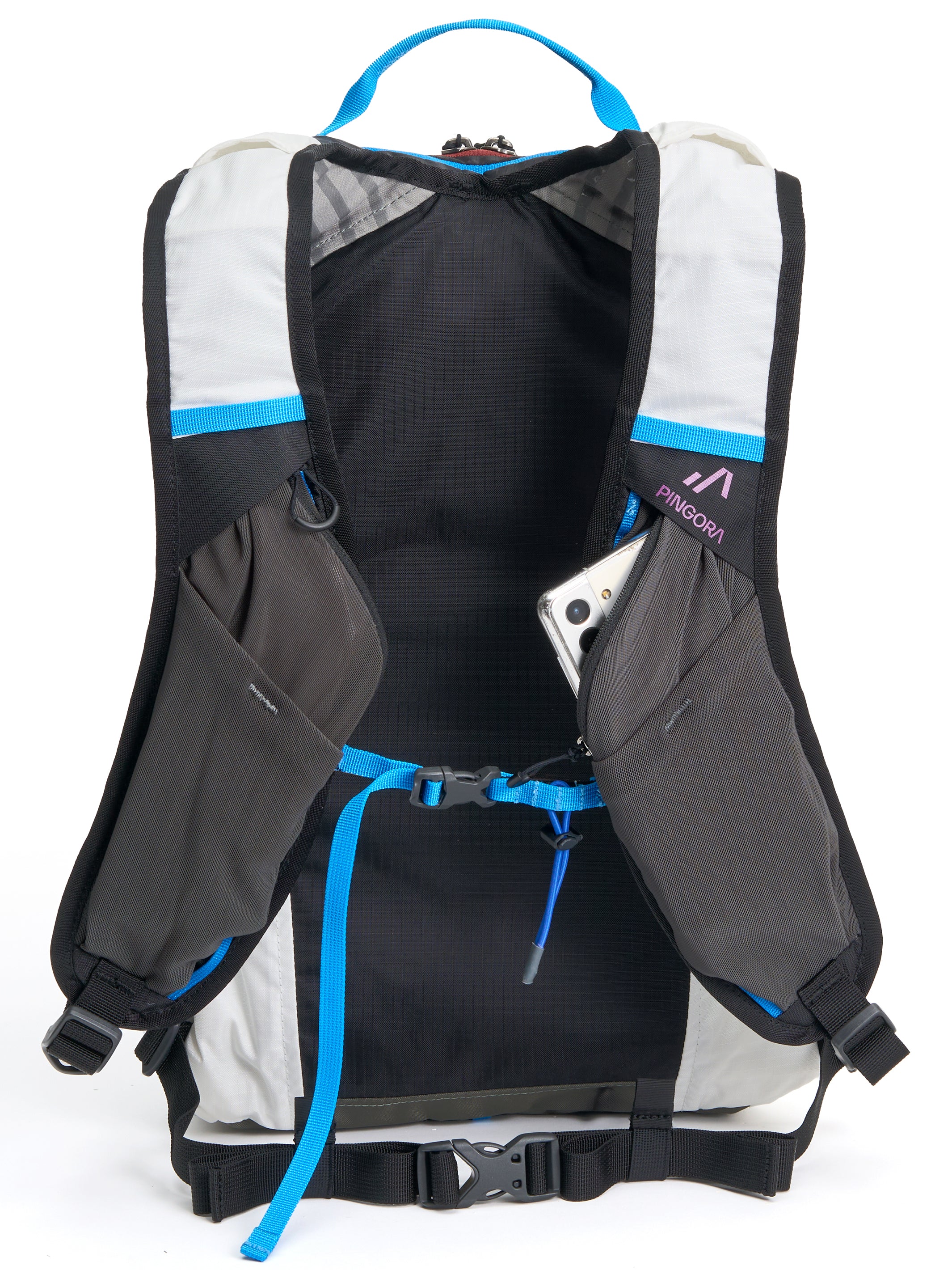 Pingora Lucid 13L Hiking Backpack back view showing harness pockets.