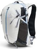 Pingora Lucid Hiking 20L backpack showing front zipper and side pocket in artic white color.