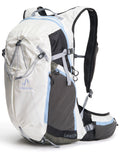 Pingora Lucid 25L hiking backpack showing front pocket and side pocket in white and black color.