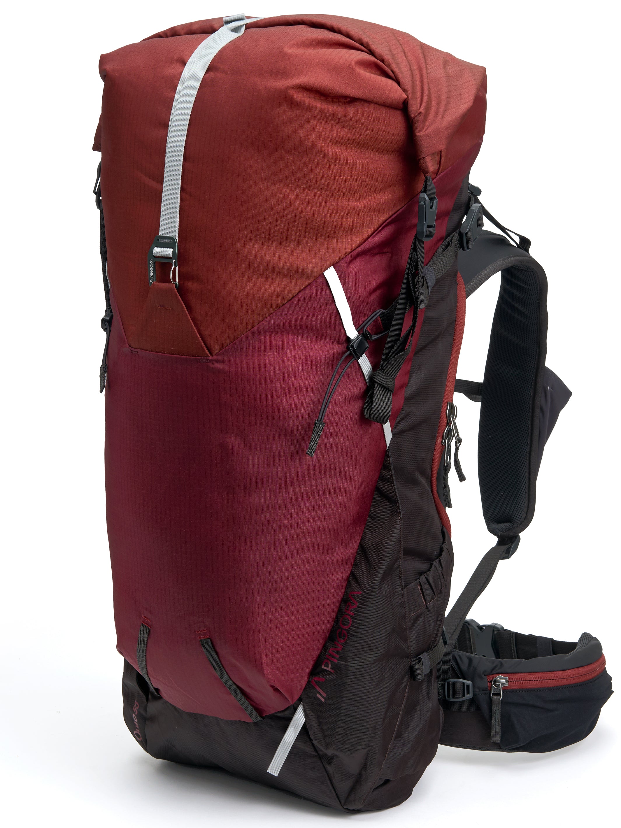 A giron creek color Pingora Outro 40 backpack designed for backpacking, shown in a 3/4 view