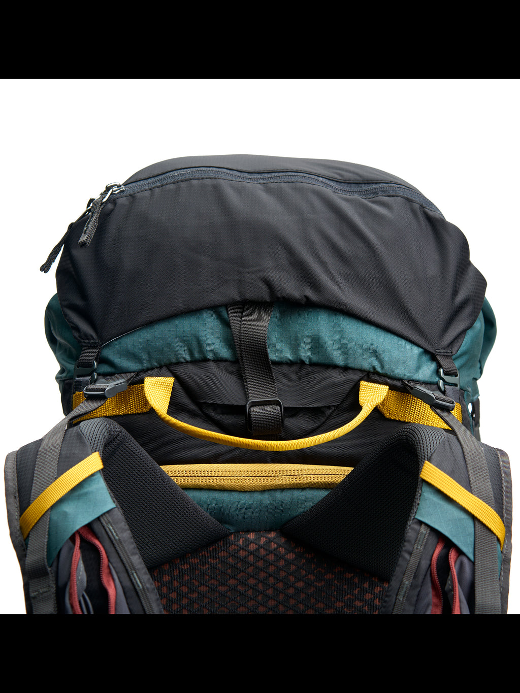 The Pingora Top Pocket for additional backpack storage, branded Pingora, with a zipper closure and a clip attachment. Showing the top pocket attached to an Outro backpack