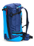 Pingora Vivid 27 liter backcountry ski and split board pack side view in blue